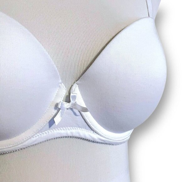 Ambrielle 34D Bra White Cotton Padded Push Up Demi Underwire T-shirt - Picture 4 of 10